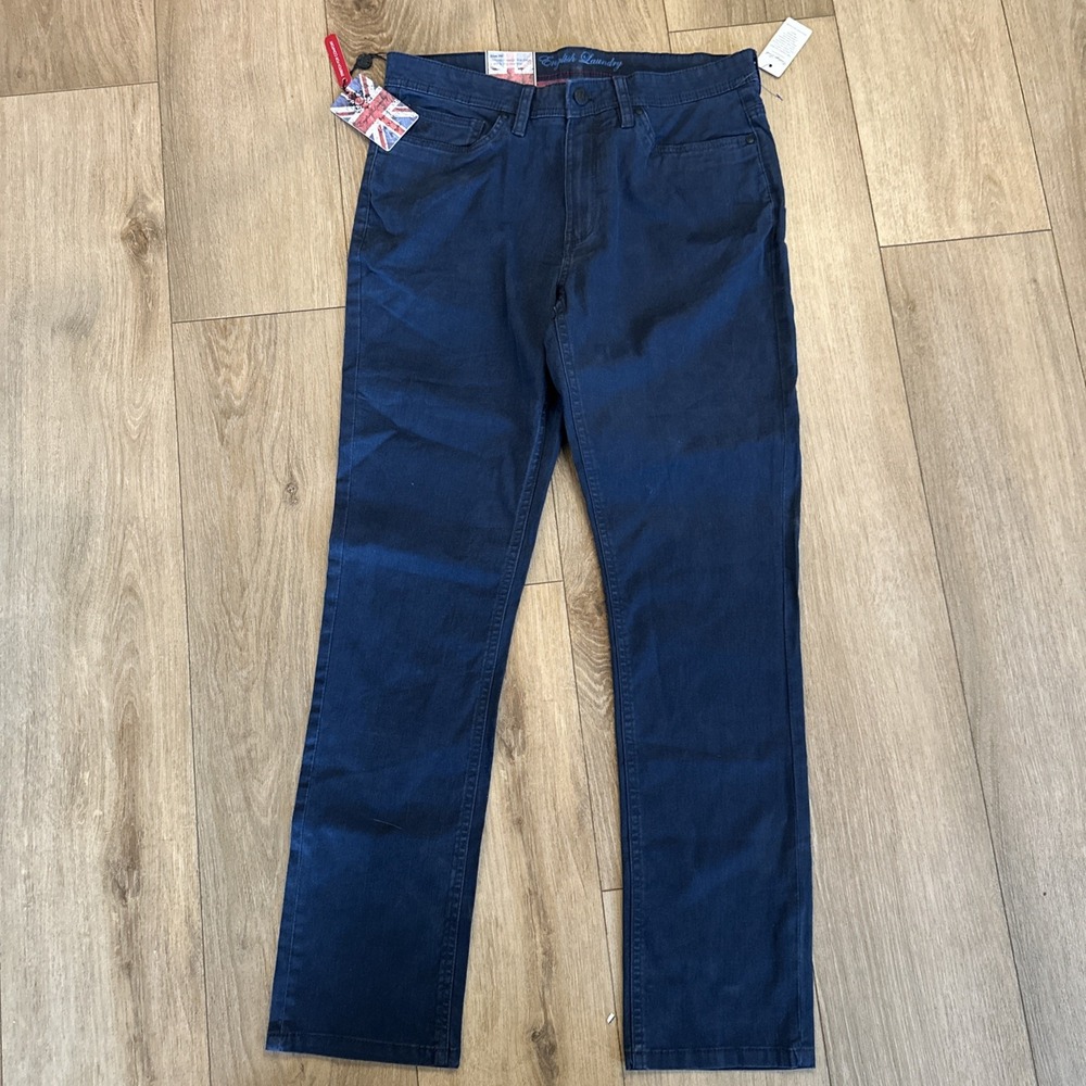 English‎ Laundry Men's Slim Fit Vintage Look Pants Blue 32x32 Stretch NEW